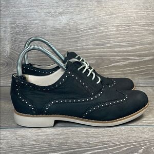 Cole Haan Gramercy Black Leather Women’s Sz 7B Wingtip Lace Up Oxford Shoes